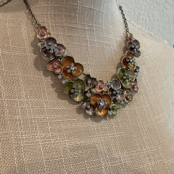 Enamel and Crystal Rhinestone Statement Necklace - Picture 10 of 11